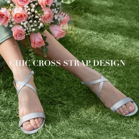 Ankis Silver Strappy Block Heel Sandals #456 - Picture 10 of 11